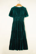 Ready to Ship Green Velvet Midi Dress