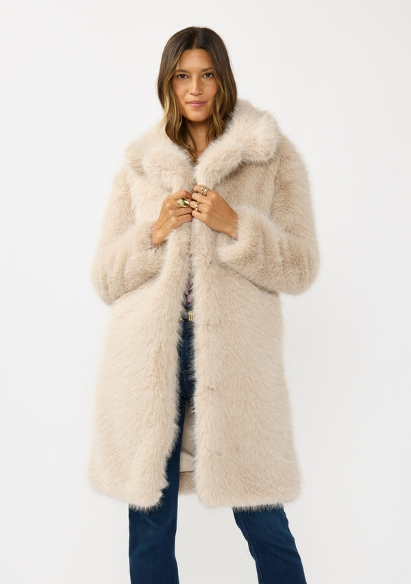 Ready to Ship Knee Length Faux Fur Coat