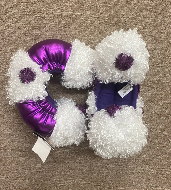 Fuzzy Soakers Ready to Ship Purple/White Crazy Fur Soakers