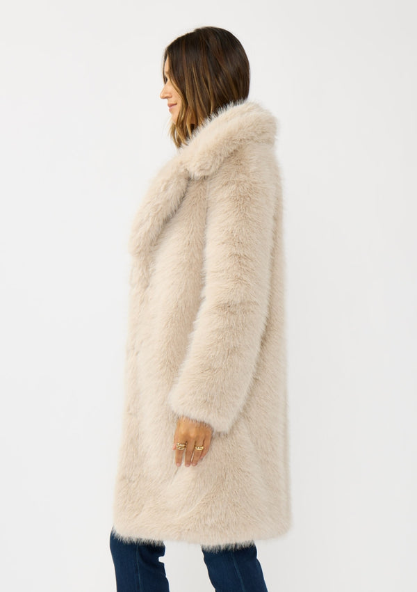 Ready to Ship Knee Length Faux Fur Coat