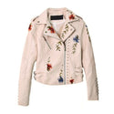 Ready to Ship Embroidered Motorcycle Jacket - Cream