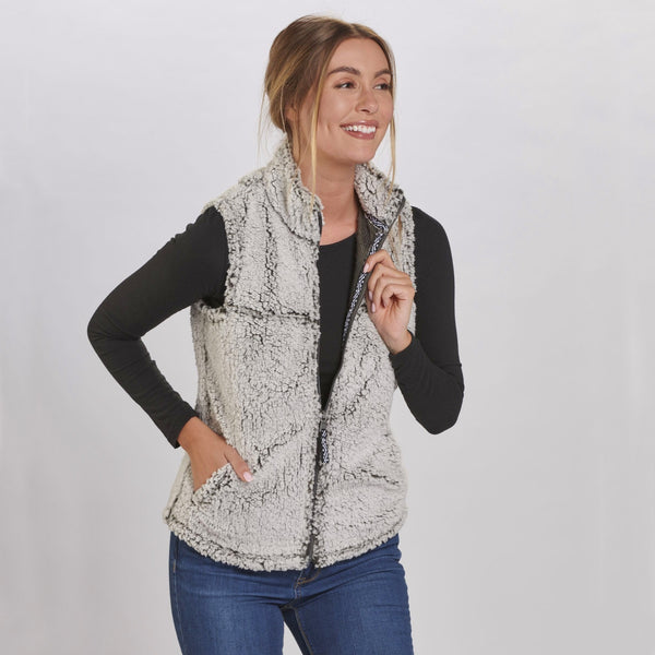 Ready to Ship Sherpa Full Zip Vest  - Frost Grey