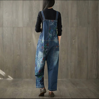 Ready to Ship Denim Floral Overalls