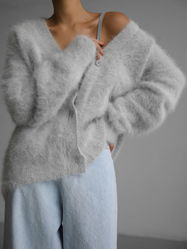 Ready to Ship Faux Mink Cardigan - Grey