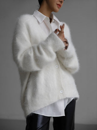 Ready to Ship Faux Mink Cardigan - White