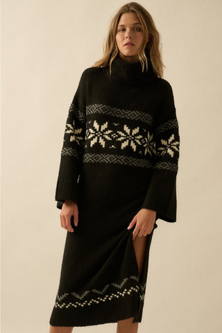 Ready to Ship Alpine Sweater Dress - Black