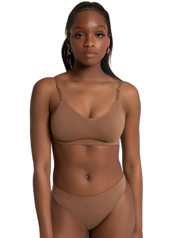 Capezio Seamless Clear Back Bra - Mocha