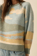 Ready to Ship Beach Landscape Jacquard Sweater