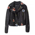 Ready to Ship Embroidered Motorcycle Jacket - Black