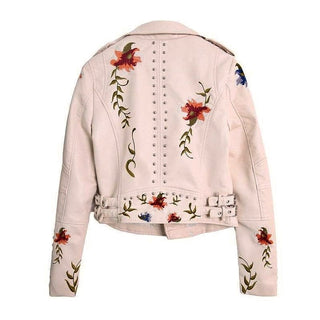 Ready to Ship Embroidered Motorcycle Jacket - Cream