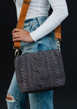 Panache Ready to Ship Cable Knit Shoulder Bag - Grey
