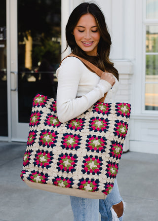 Panache Ready to Ship Crochet Tote Bag - Emerald