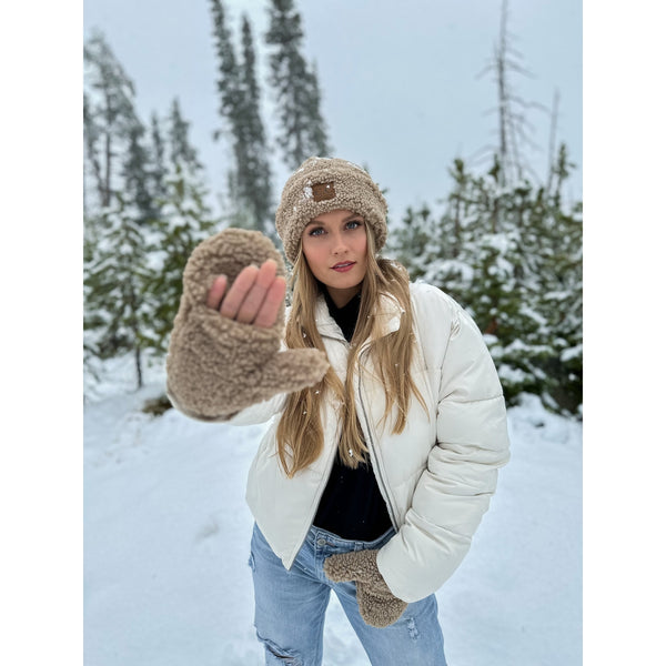 CC Beanie Ready to Ship Sherpa Convertible Mittens - Rose