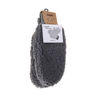 CC Beanie Ready to Ship Sherpa Convertible Mittens - Grey