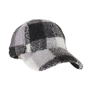 CC Beanie Ready Ship Sherpa Ball Cap - Grey Plaid