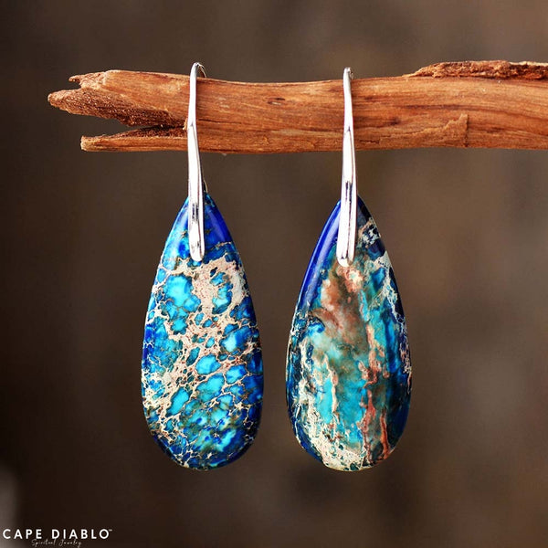 Ready to Ship Jasper Earrings - Ocean