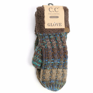CC Beanie Ready to Ship Fuzzy Lined Mittens - Teal/Brown