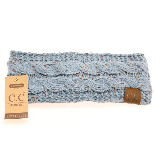 CC Beanie Ready Ship Flecked Fuzzy Lined Headband - Denim