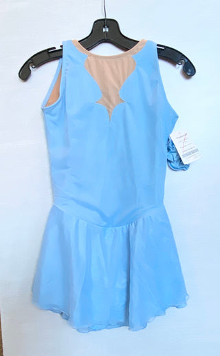 Solitaire Ready to Ship Fancy Cutwork Unbeaded Skating Dress - Light Blue - Northern Ice and Dance