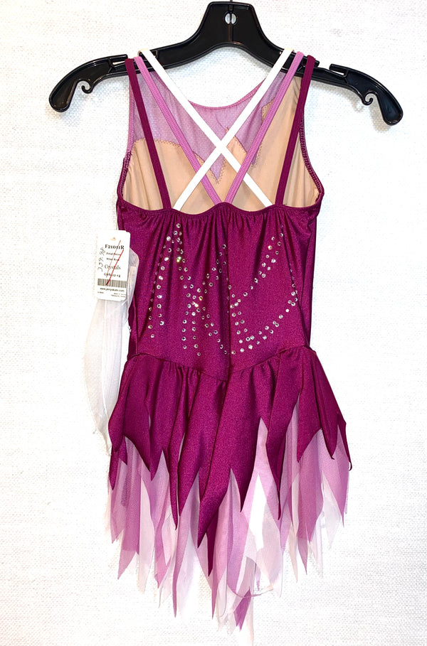 Solitaire Ready to Ship Beaded Petal Skating Dress - Rose Wine