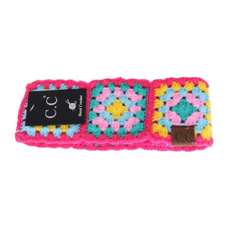 CC Beanie Ready Ship Fuzzy Lined Crochet Headband - Fuchsia
