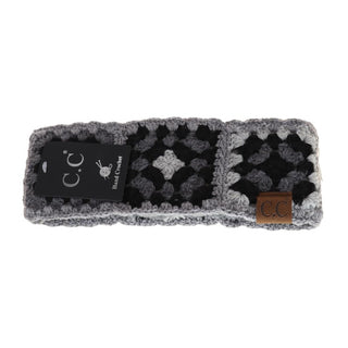 CC Beanie Ready Ship Fuzzy Lined Crochet Headband - Grey