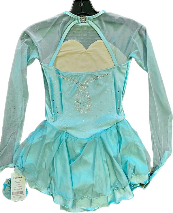 Solitaire Ready to Ship Sweetheart Crystal Loop Skating Dress - Aquamarine