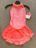 Solitaire Ready to Ship Cross Back Beaded Skating Dress - Coral
