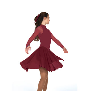 Solitaire High Neck Dance Skating Dress - Wine