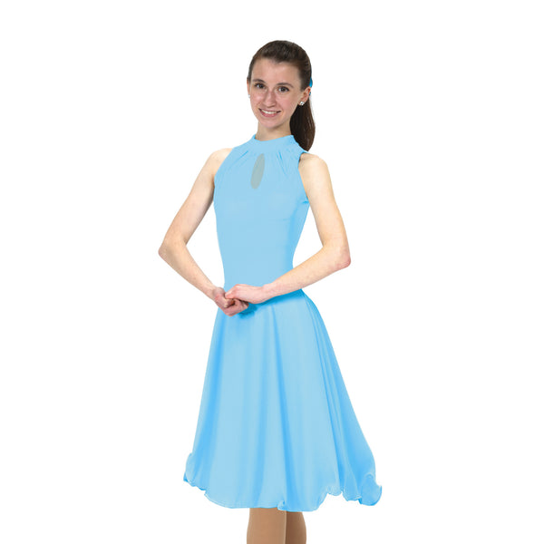 Solitaire Keyhole Dance Skating Dress - Crystal Blue