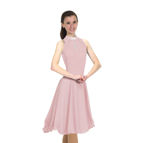 Solitaire Keyhole Dance Skating Dress - Cameo Pink