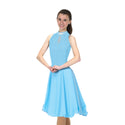 Solitaire Keyhole Dance Skating Dress - Crystal Blue