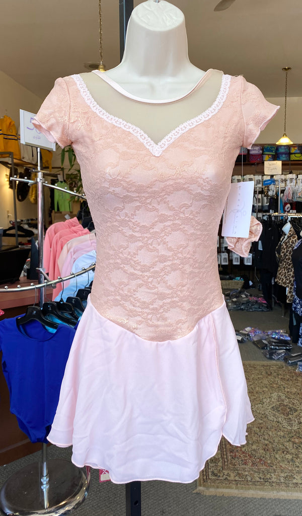 Elite Xpression Ready to Ship Blush Lace Skating Dress