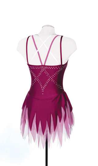 Solitaire Ready to Ship Beaded Petal Skating Dress - Rose Wine