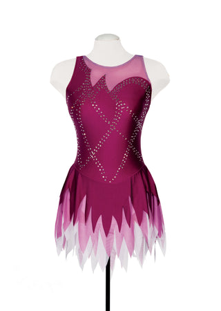 Solitaire Ready to Ship Petal Beaded Skating Dress - Rose Wine