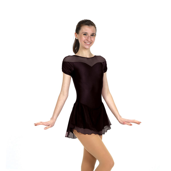 Solitaire Shirred Sleeve Skating Dress - Black