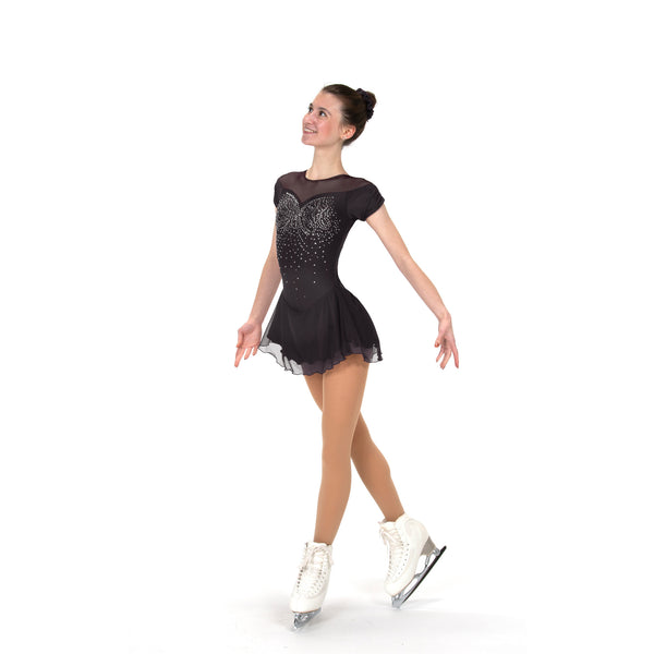 Solitaire Shirred Sleeve Skating Dress - Black