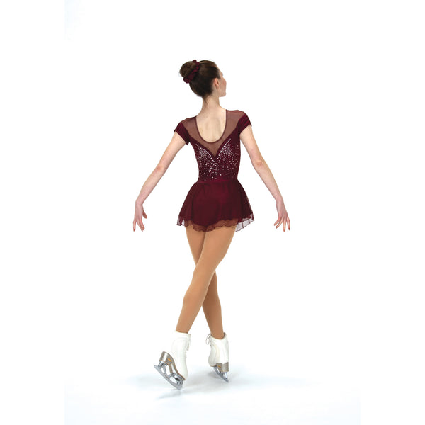 Solitaire Shirred Sleeve Skating Dress - Wine