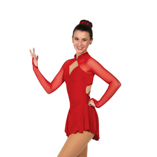 Solitaire Strappy Unbeaded Figure Skating Dress - Red