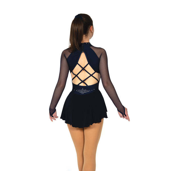 Solitaire Strappy Unbeaded Figure Skating Dress - Navy