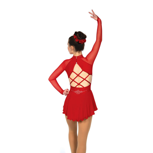 Solitaire Strappy Lightly Beaded Skating Dress - Red