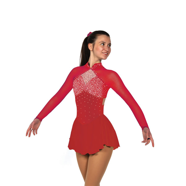 Solitaire Strappy Heavily Beaded Skating Dress - Red