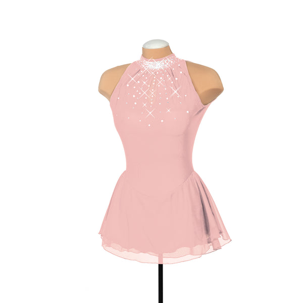Solitaire Mesh Keyhole Skating Dress - Blush Pink