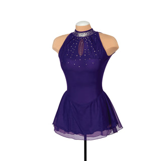 Solitaire Mesh Keyhole Skating Dress - Purple