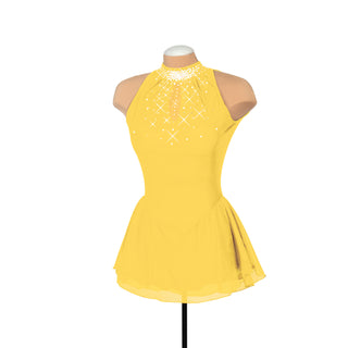 Solitaire Mesh Keyhole Skating Dress - Yellow