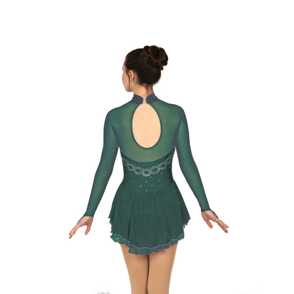 Solitaire Ready to Ship Classic High Neck Unbeaded Skating Dress - Hunter Green