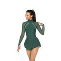 Solitaire Ready to Ship Classic High Neck Unbeaded Skating Dress - Hunter Green