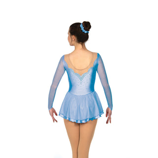 Solitaire Ready to Ship Scalloped Sweetheart Unbeaded Skating Dress - Ice Blue