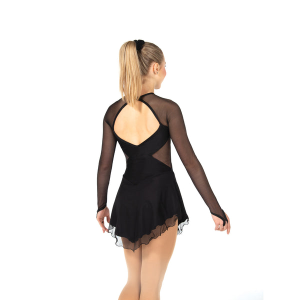 Solitaire Ready to Ship Side Cutout Beaded Skating Dress - Black