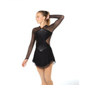 Solitaire Ready to Ship Side Cutout Beaded Skating Dress - Black